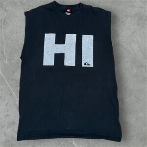 Vintage Quiksilver HI Thrashed Grunge Faded Cut-Off T-Shirt Surf 90s Y2K Medium
